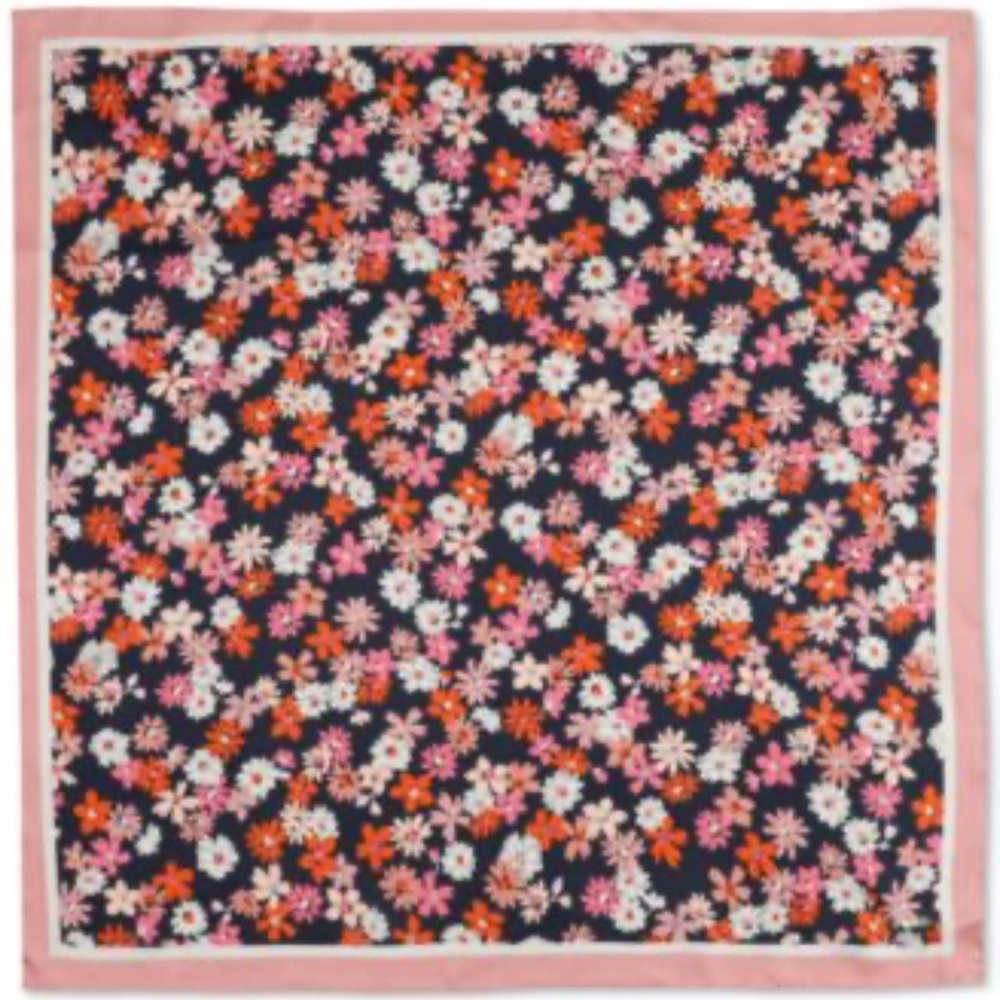 kate spade new york Blue Floral Medley Silk Square Scarf/Twilly    34”x 34”  NWT